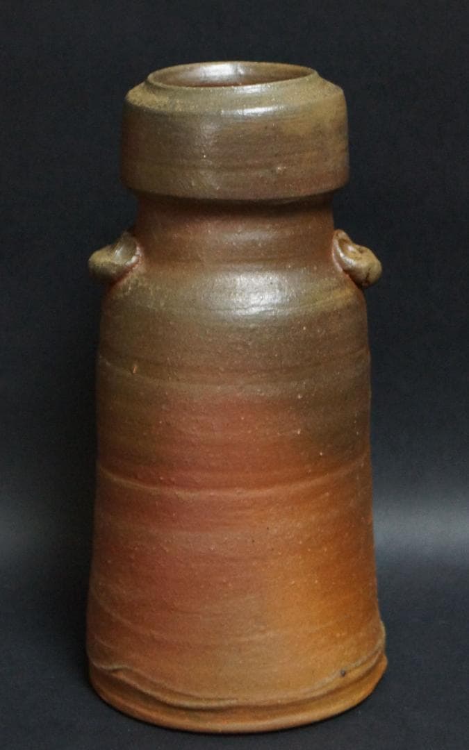 茶道具 備前焼 小林良巳造 耳付花入 窯変 花瓶 飾壺 共箱 / 花器 茶道具