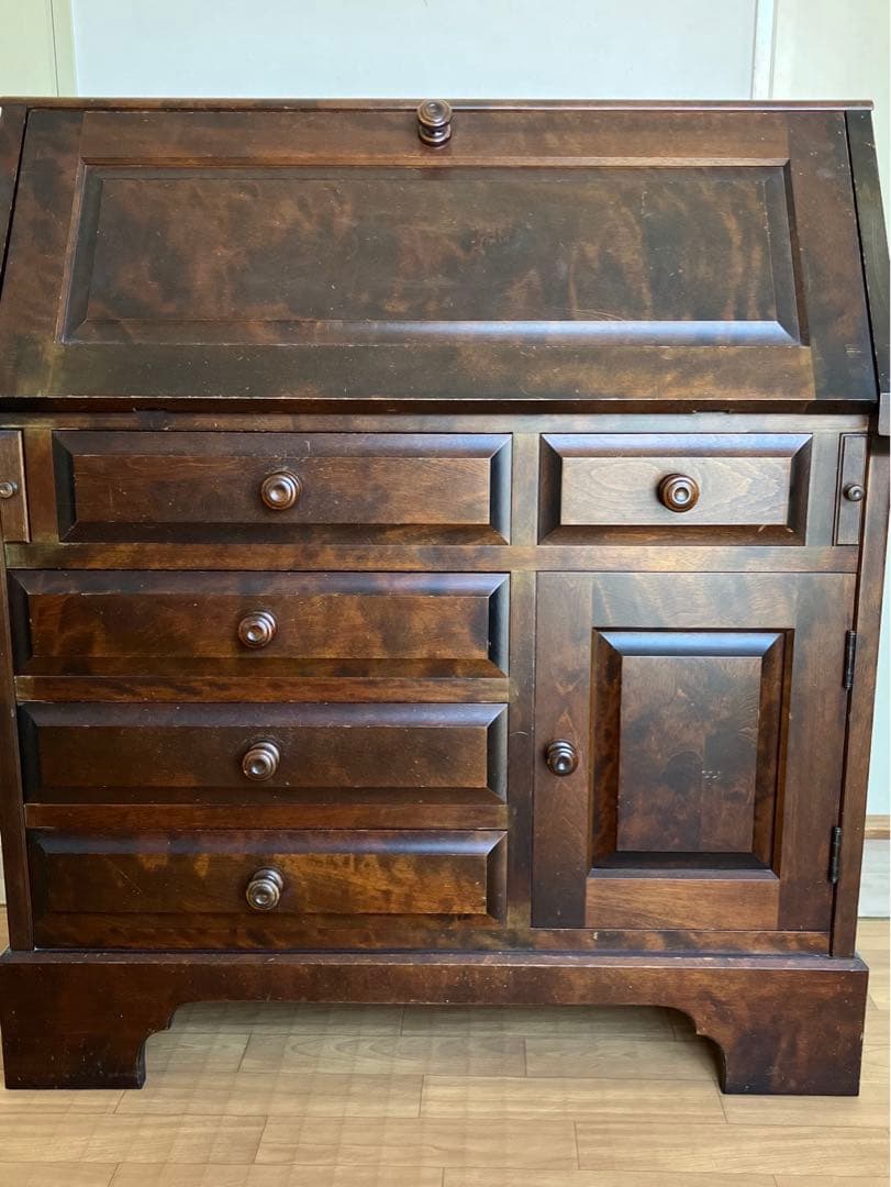 【期間限定セール】北海道民芸家具 ダークブラウン ライティングデスク