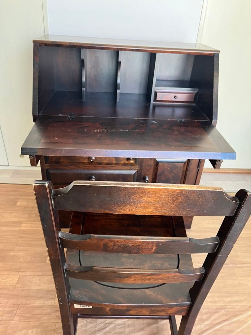 【期間限定セール】北海道民芸家具 ダークブラウン ライティングデスク