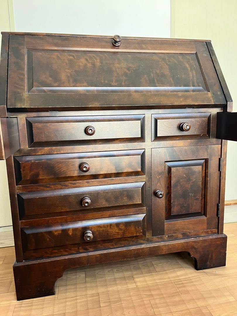 【期間限定セール】北海道民芸家具 ダークブラウン ライティングデスク