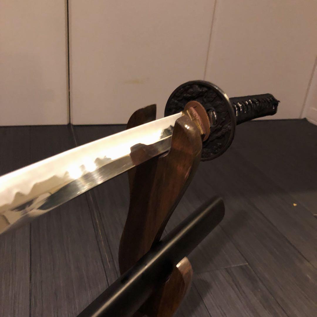 高級模造刀　居合刀　優波紋　黒拵え　太刀