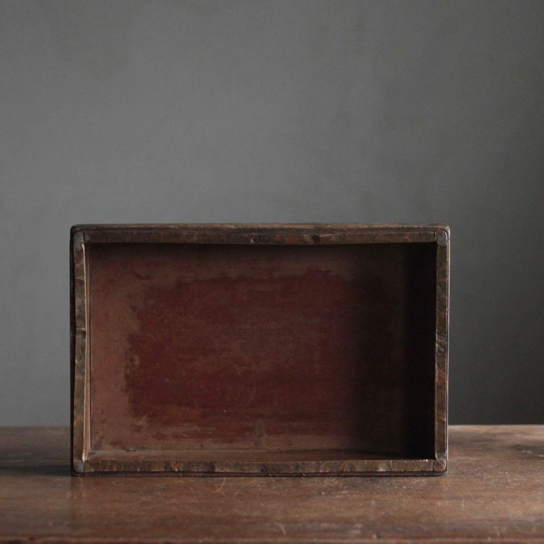 古い 内側銅張 木の トレイ トレー 箱 古道具 アンティーク