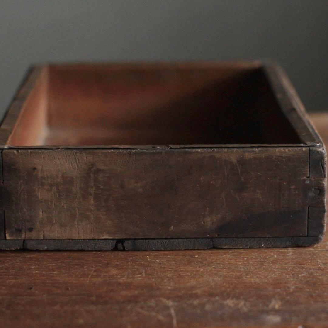 古い 内側銅張 木の トレイ トレー 箱 古道具 アンティーク