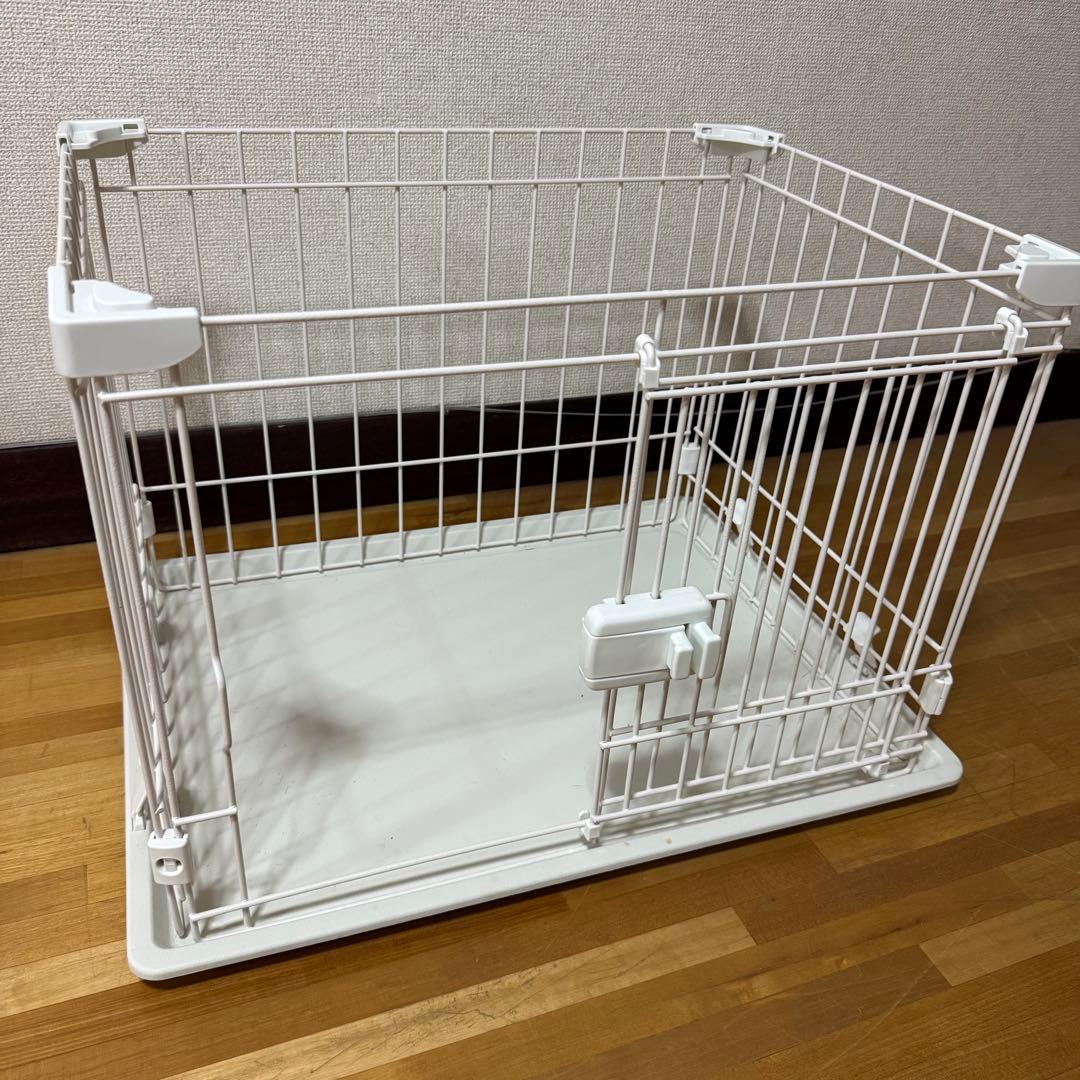 ペット用ケージ 犬用 サークル ホワイト トレー付き 室内用
