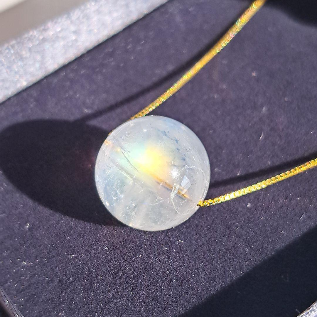 マダガスカル産 ホワイトラブラドライト 13.5㎜ レインボー ホワラブ