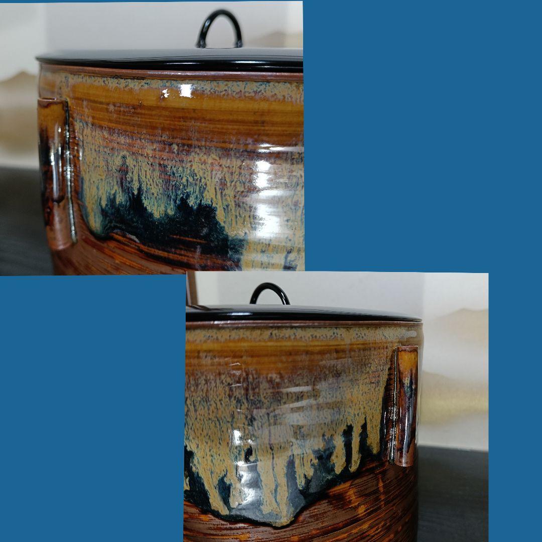 AN81 高取 亀井楽山造 鵬雲斎書付 管耳 水指 陶歴 共箱外箱未使用