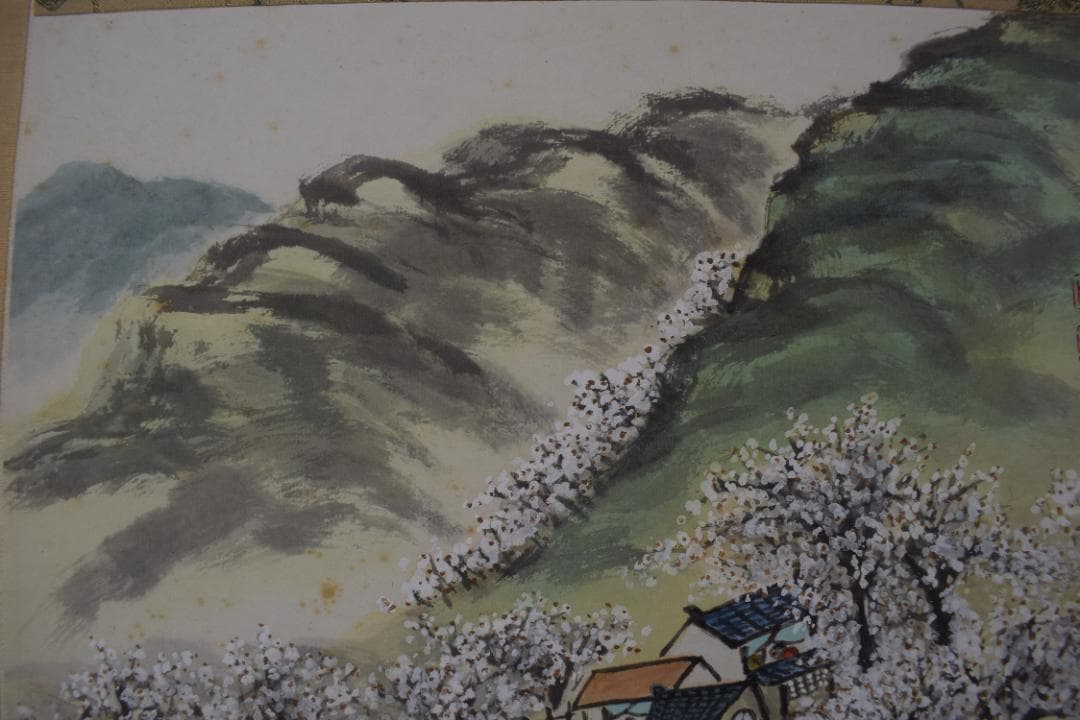 【真作】朴山人/梅花山水図/梅花訪友図/掛軸☆宝船☆Y-538　JM