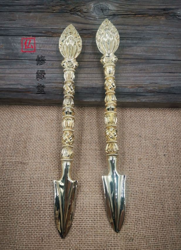 【修縁堂】 密教法具古美術品 真鍮製 如意財神剣 辟邪 開運