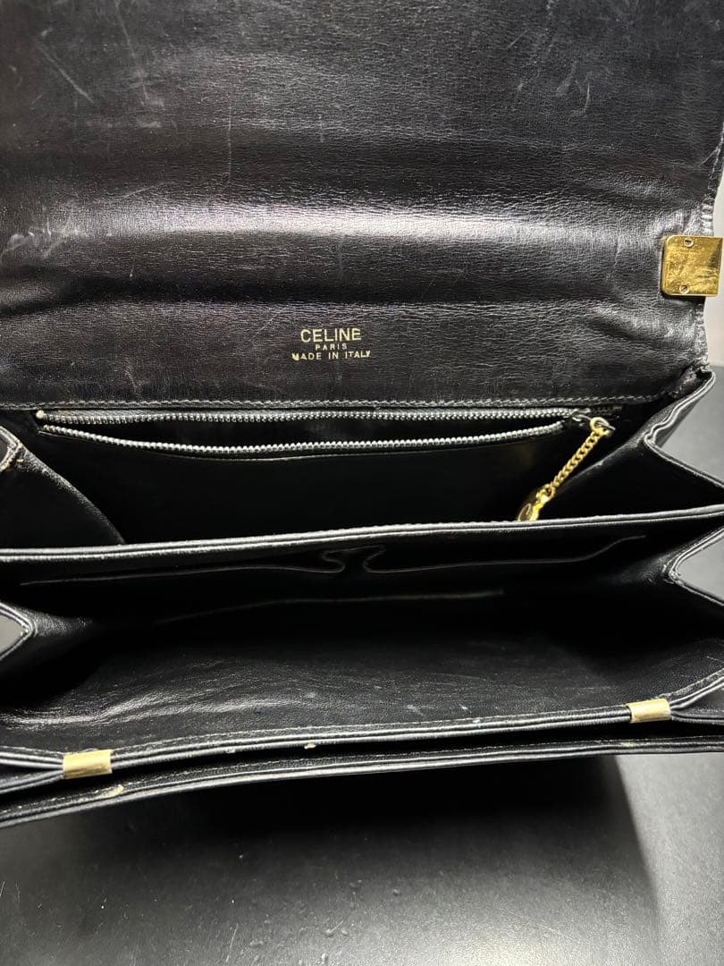セリーヌ ワンショルダーバッグ レザー CELINE 馬車金具 フラップ