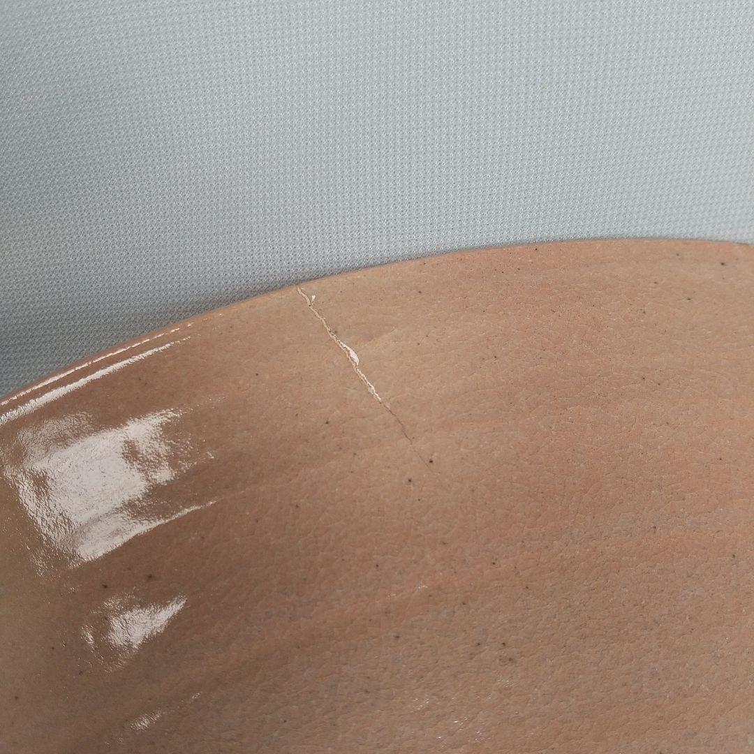 萩焼　大皿　吉田松陰の和歌　親思う　直樹印　直径約34センチ　窯傷あり