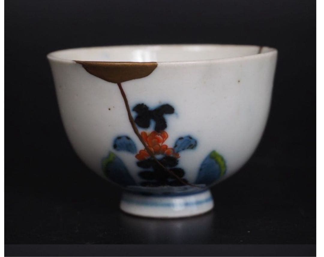 送料無料　江戸時代『成化年製』豆彩煎茶碗５客