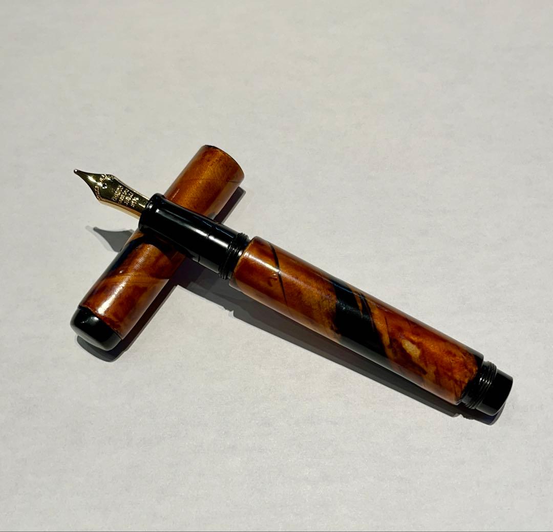 万年筆　大橋堂　植原栄一　エボナイト　ペン先21K 漆