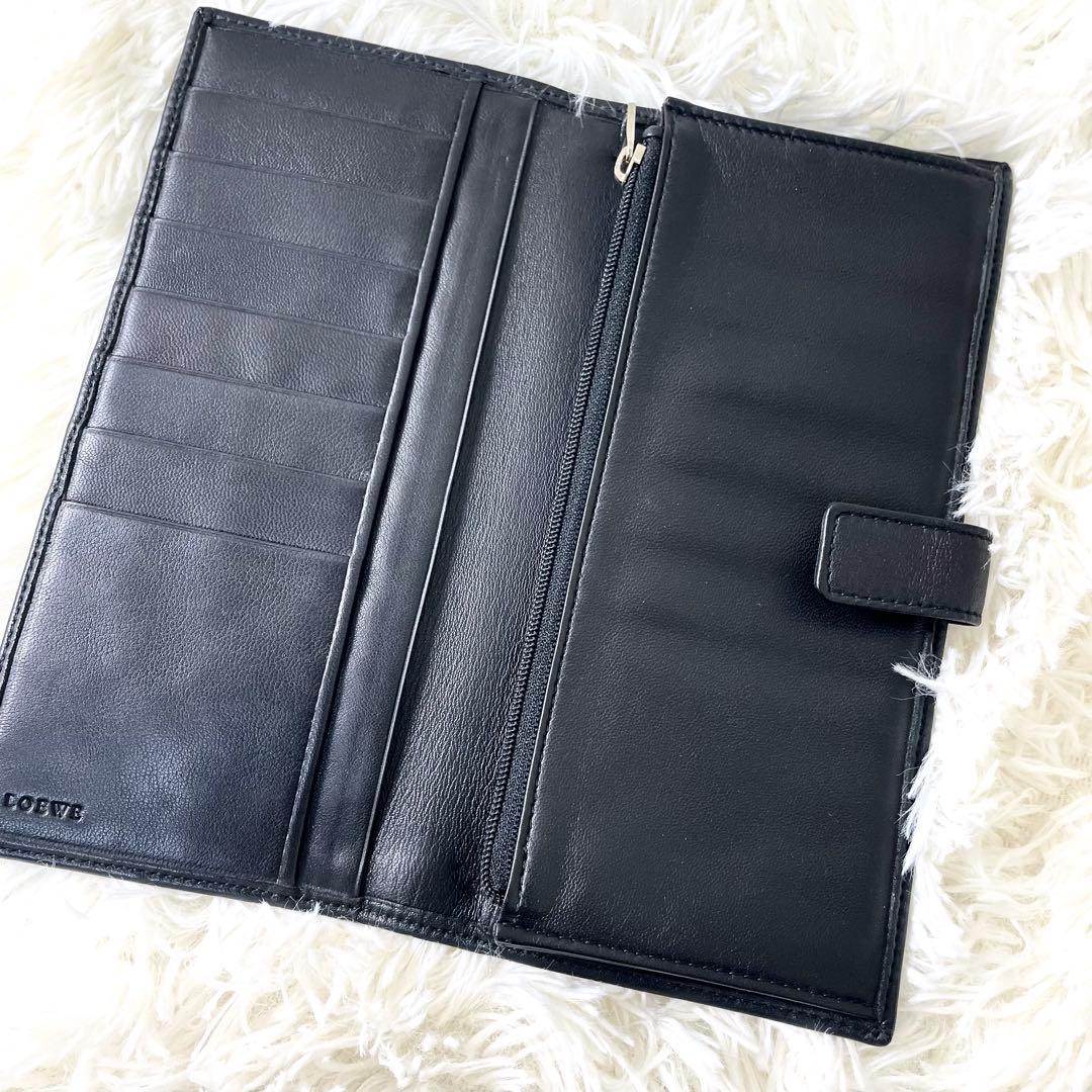 ロエベ　LOEWE 長財布　折り財布　シープスキンレザー　ブラック　黒