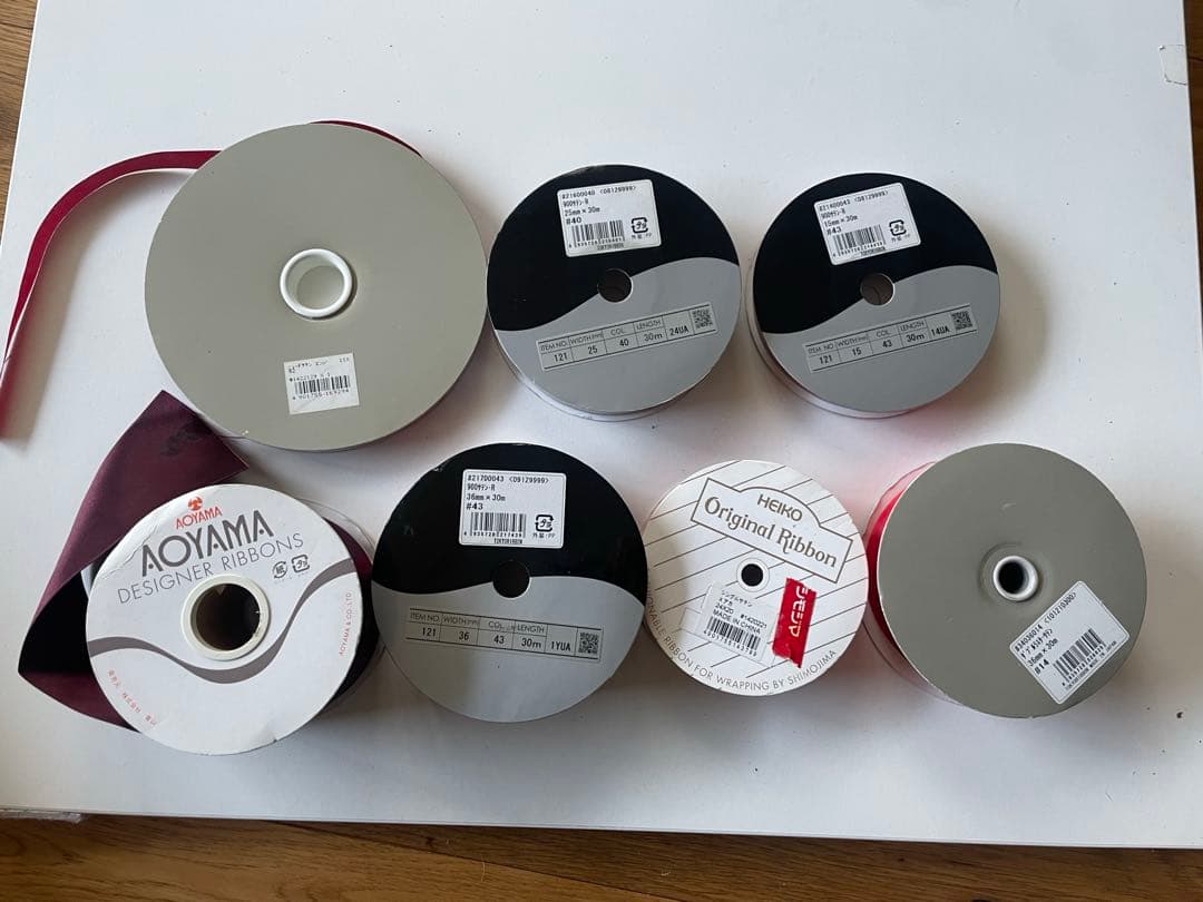 【3万円相当！】高級　サテンリボン　レッド　ボルドー　新品含む 7巻セット