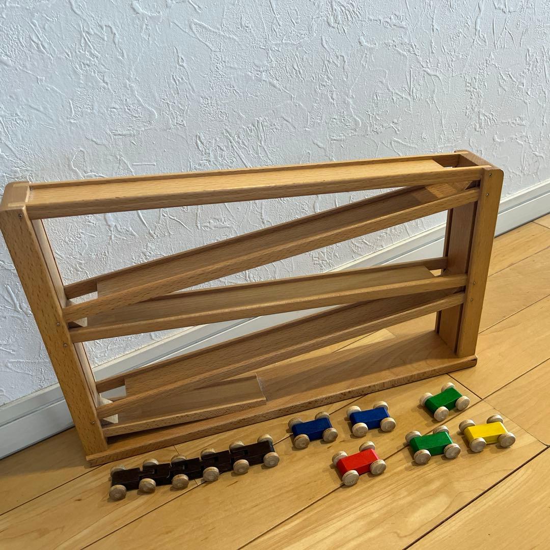 Laufbahn 木のおもちゃ ベック社 トレインカースロープ 知育玩具 箱付き