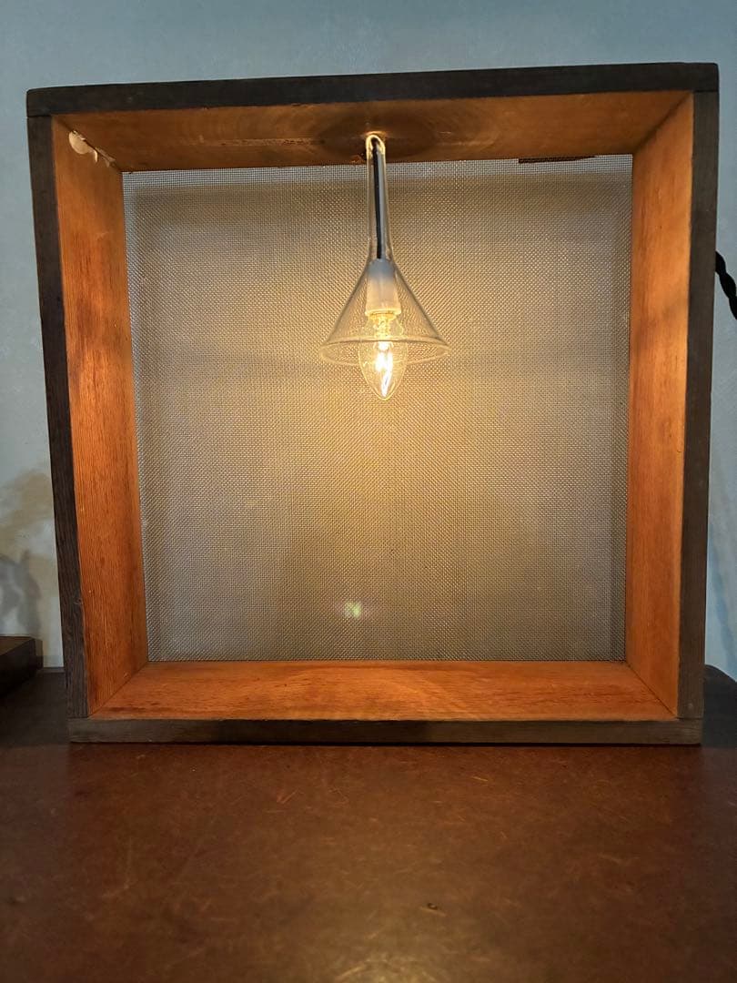 古道具 ライト 置き型 照明 古材 シャビー 木箱 漏斗 古雑貨