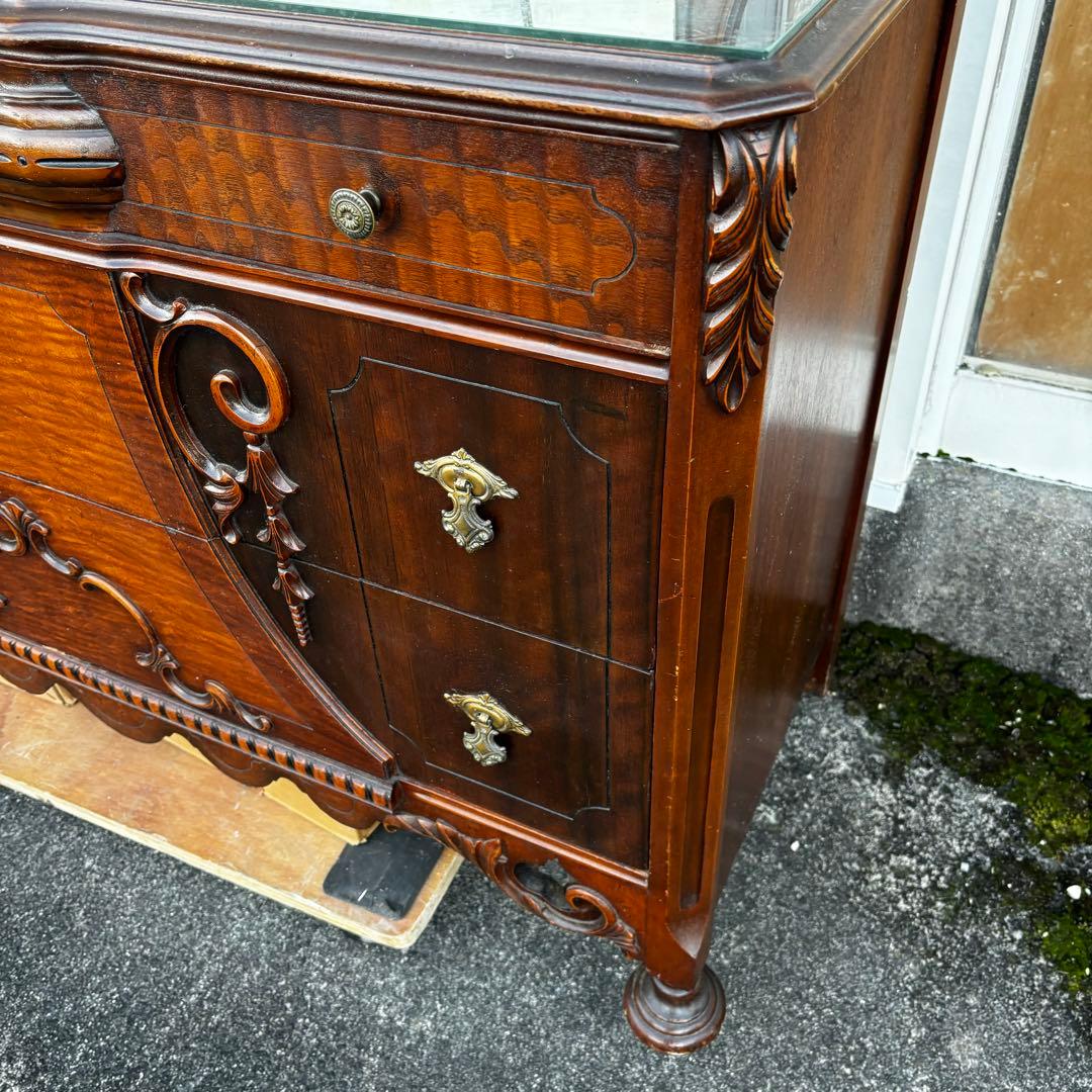 アンティーク　キャビネット　ドレッサー　ミラーバックサイドボード