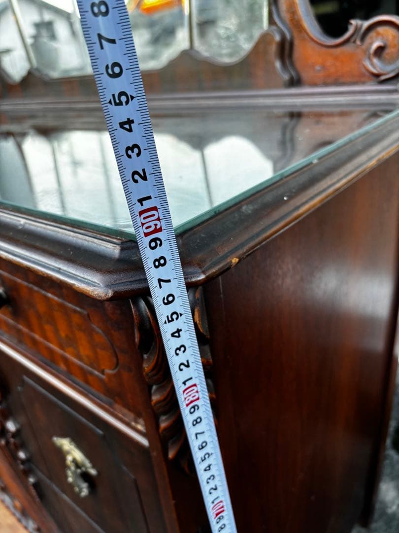 アンティーク　キャビネット　ドレッサー　ミラーバックサイドボード