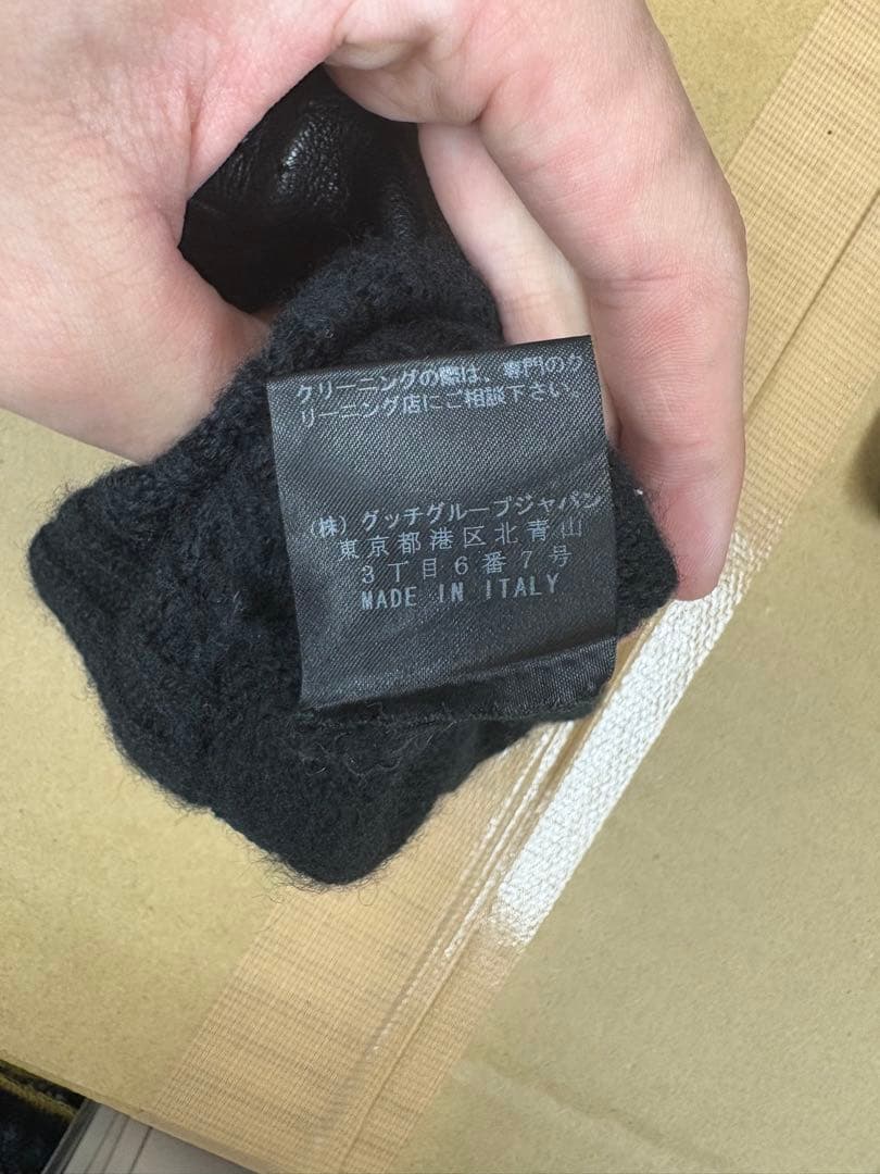 GUCCI レザーグローブ カシミヤ100% 裏地 総カシミヤ イタリア製