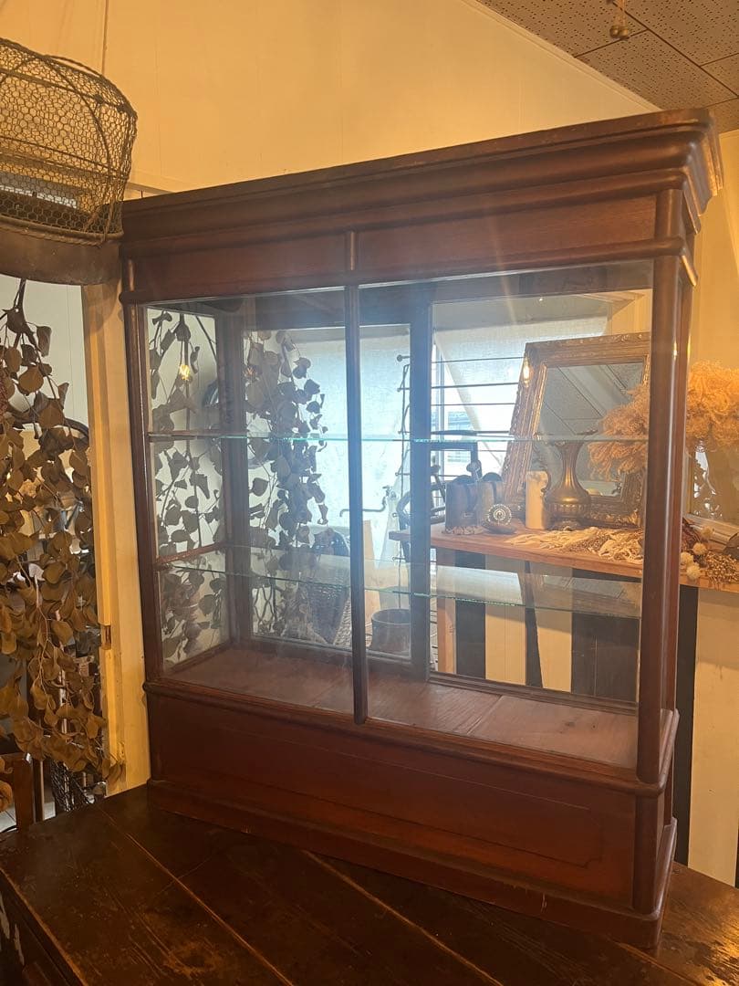 引き取り限定✰古いガラスショーケースキャビネットアンティークヴィンテージ店舗什器