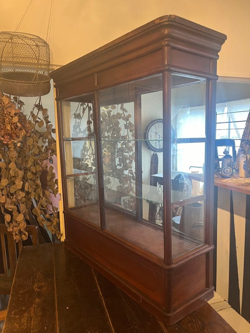 引き取り限定✰古いガラスショーケースキャビネットアンティークヴィンテージ店舗什器