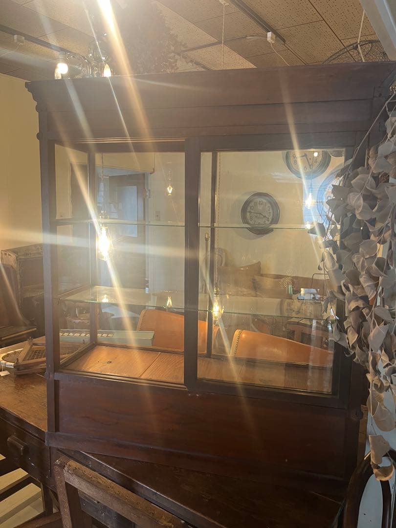引き取り限定✰古いガラスショーケースキャビネットアンティークヴィンテージ店舗什器