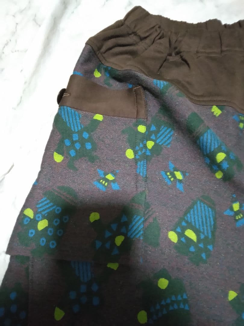 センソユニコ　あん吉　ガウチョパンツ　パンツ ブラウン・青・緑模様