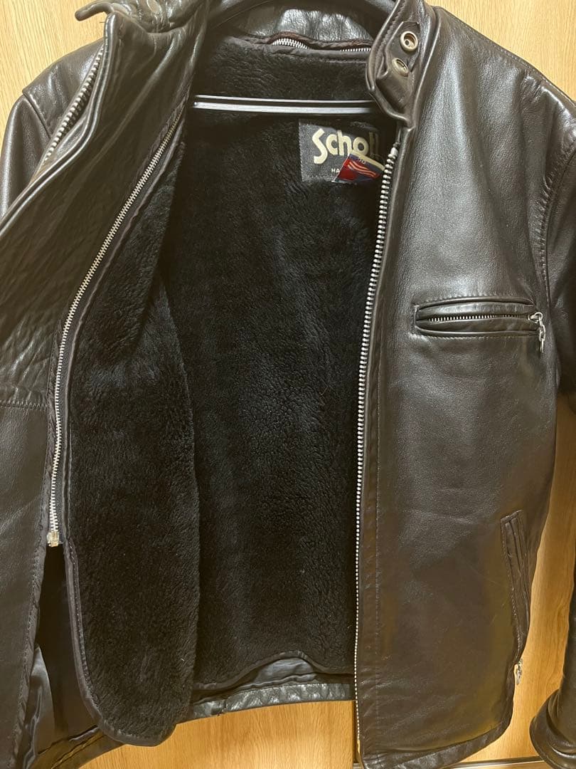 ＊はくお＊Schott ブラック シングルライダース立襟　38インチ