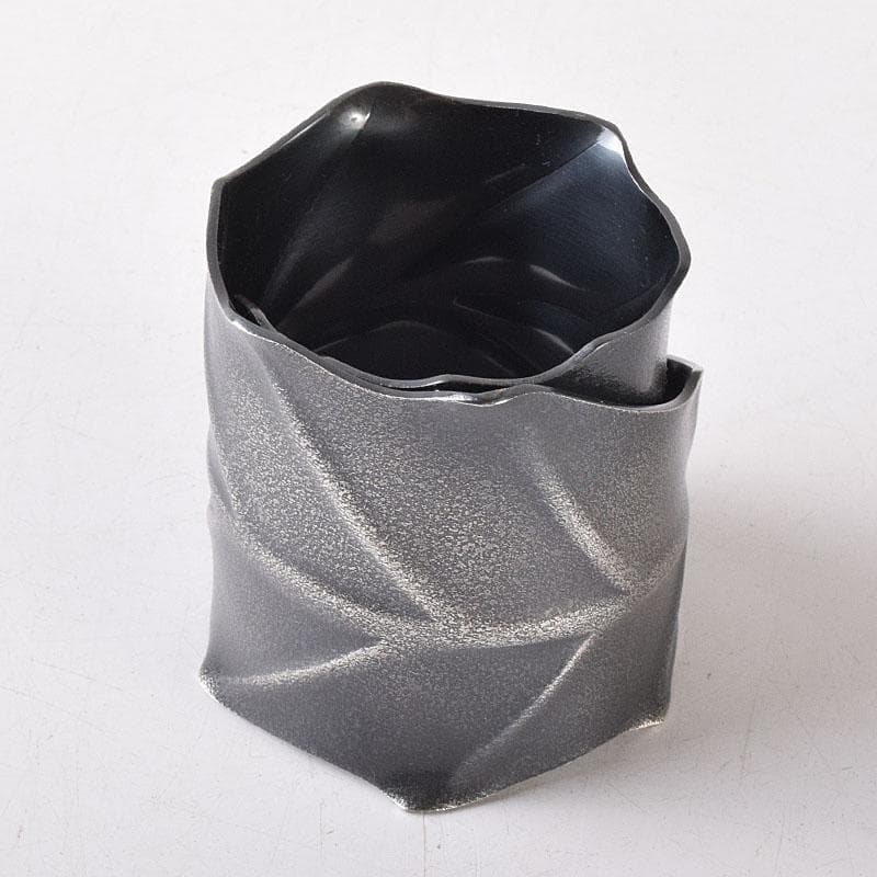 茶道具　風炉師　藤井宗喜作　唐銅　いぶし銀　一葉蓋置　共箱　C　R8189