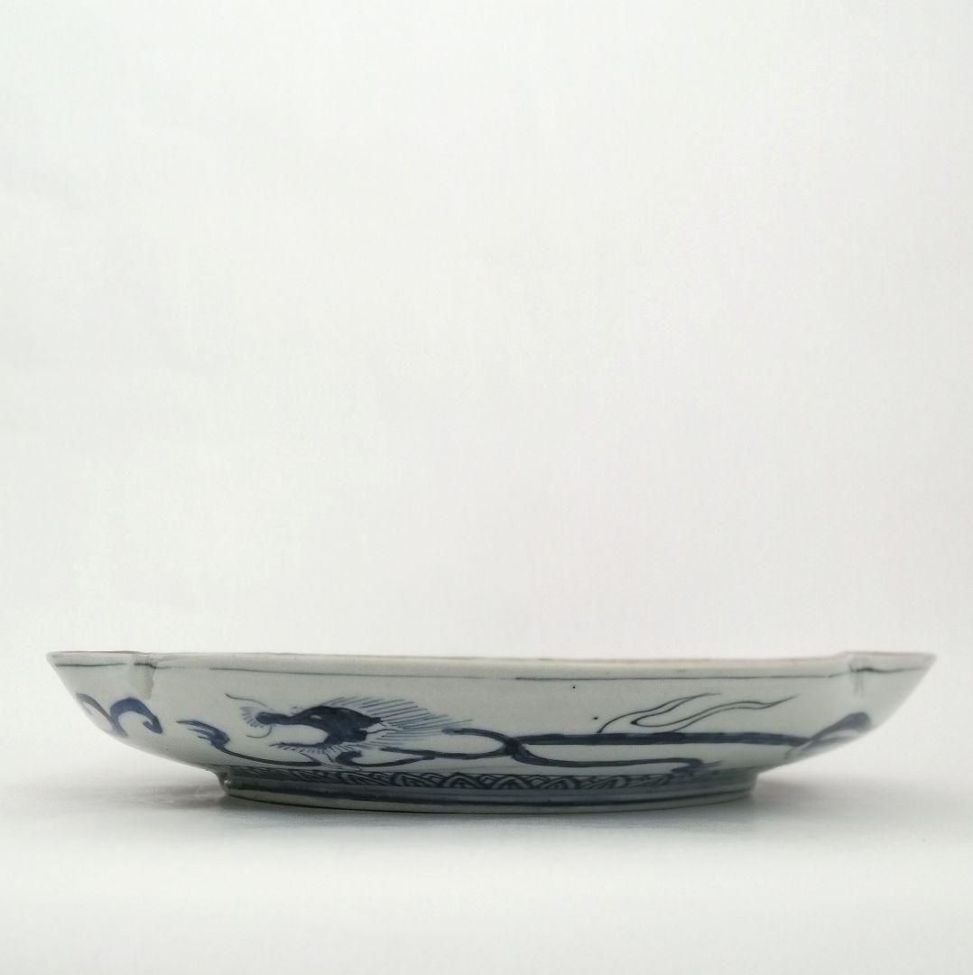 古伊万里　色絵　花唐草　龍　木瓜形　大皿