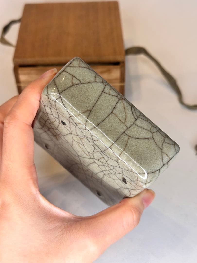 中国 宋代 哥窯 筆洗 時代物 共箱 古陶磁 コレクション