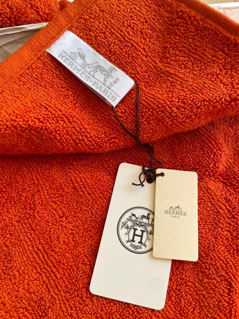 HERMES オレンジ タオル 2枚セット