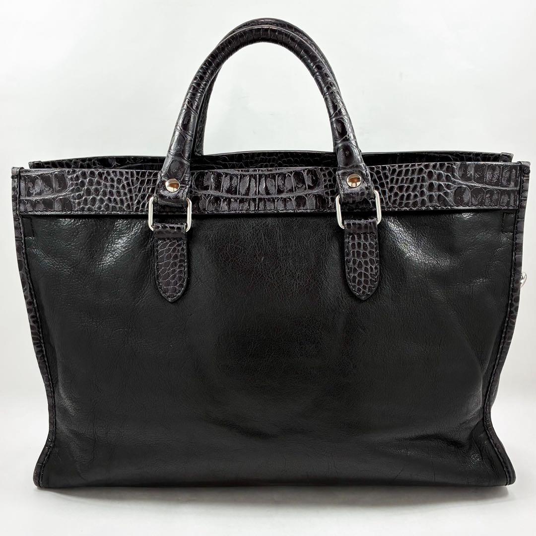 STEFANO MANO ステファノマーノ　クロコ型押し　レザー　ビジネスバッグ