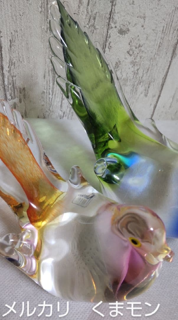 【送料込み】ガラス細工　マルティグラス　置物　鳥　MultiGlass
