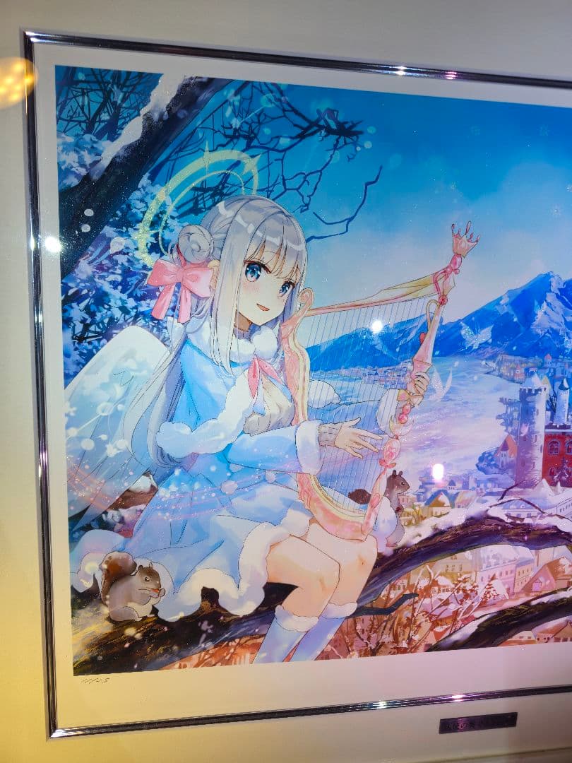 アールビバン 版画 ふーみ 天使の奏でる冬の街 元箱保証書あり