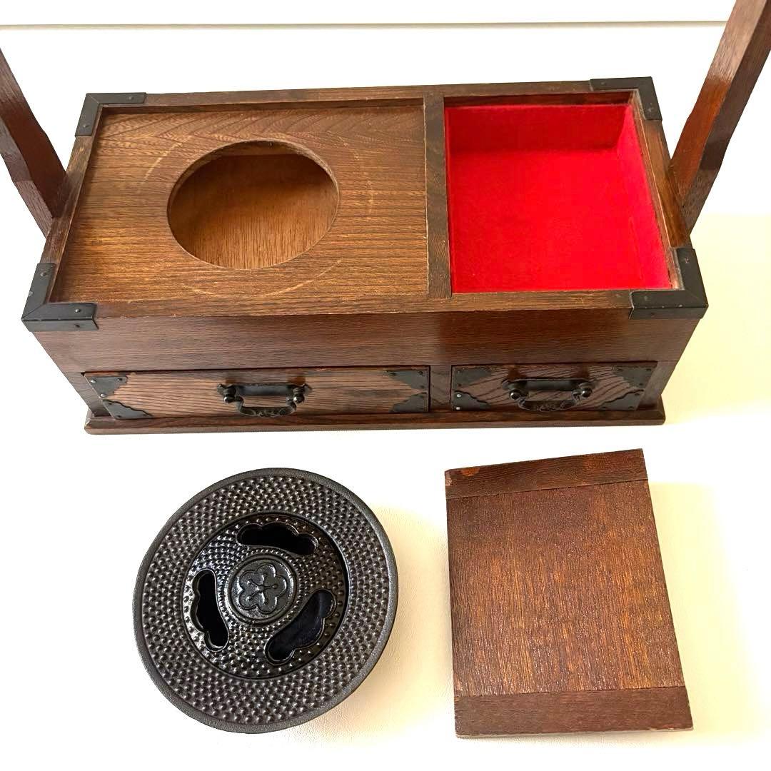 手提げ煙草盆木製収納ボックス