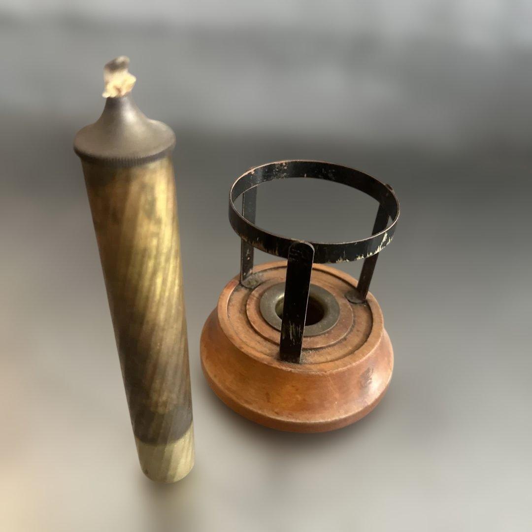 アンティーク雑貨 木製と金属のオイルキャンドル