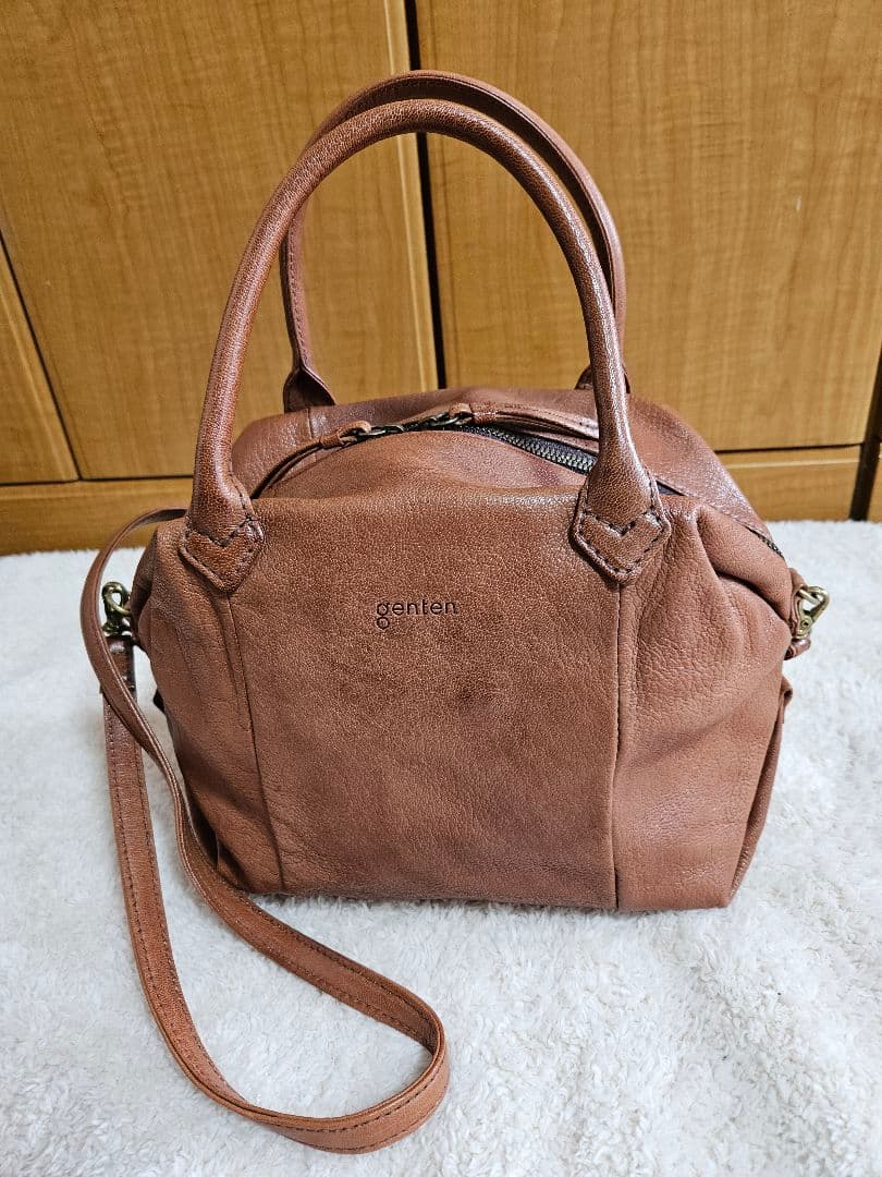 ゲンテン ショルダーバッグ 2way 山羊革 ゴートスキン ヌメ