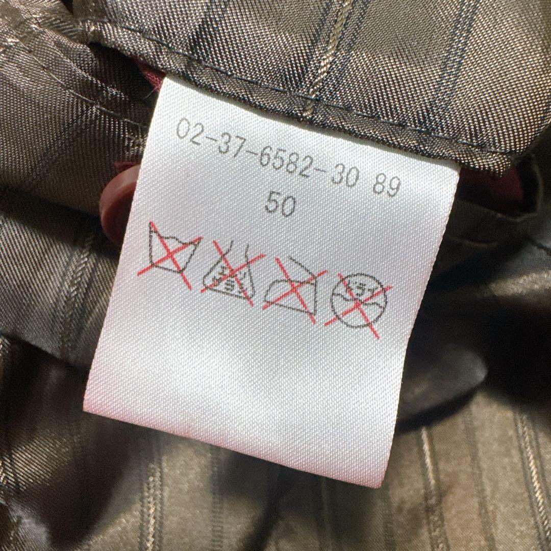 レザージャケット バッファロー 赤 ワインレッド ファー 50 XL Y2K