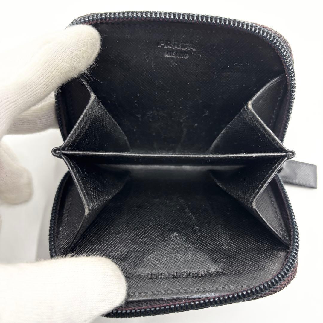 付属品完備✨️プラダ ラウンドファスナーケース 黒 三角ロゴ サフィアーノ