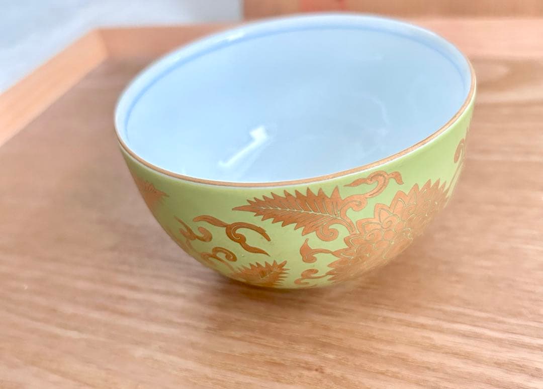 激レア希少✨其泉　萌黄金欄手 茶器セット　急須1客　湯呑5客　金彩