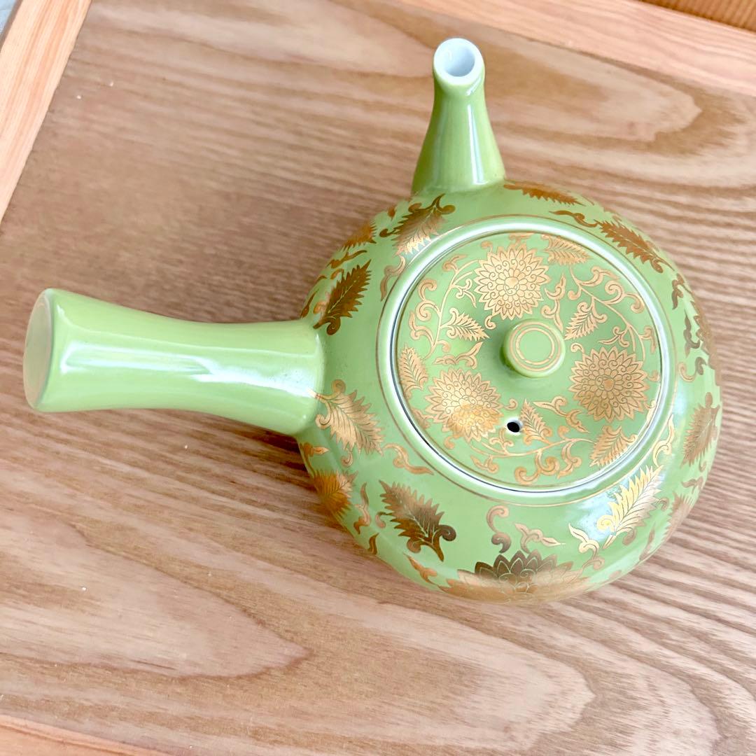 激レア希少✨其泉　萌黄金欄手 茶器セット　急須1客　湯呑5客　金彩