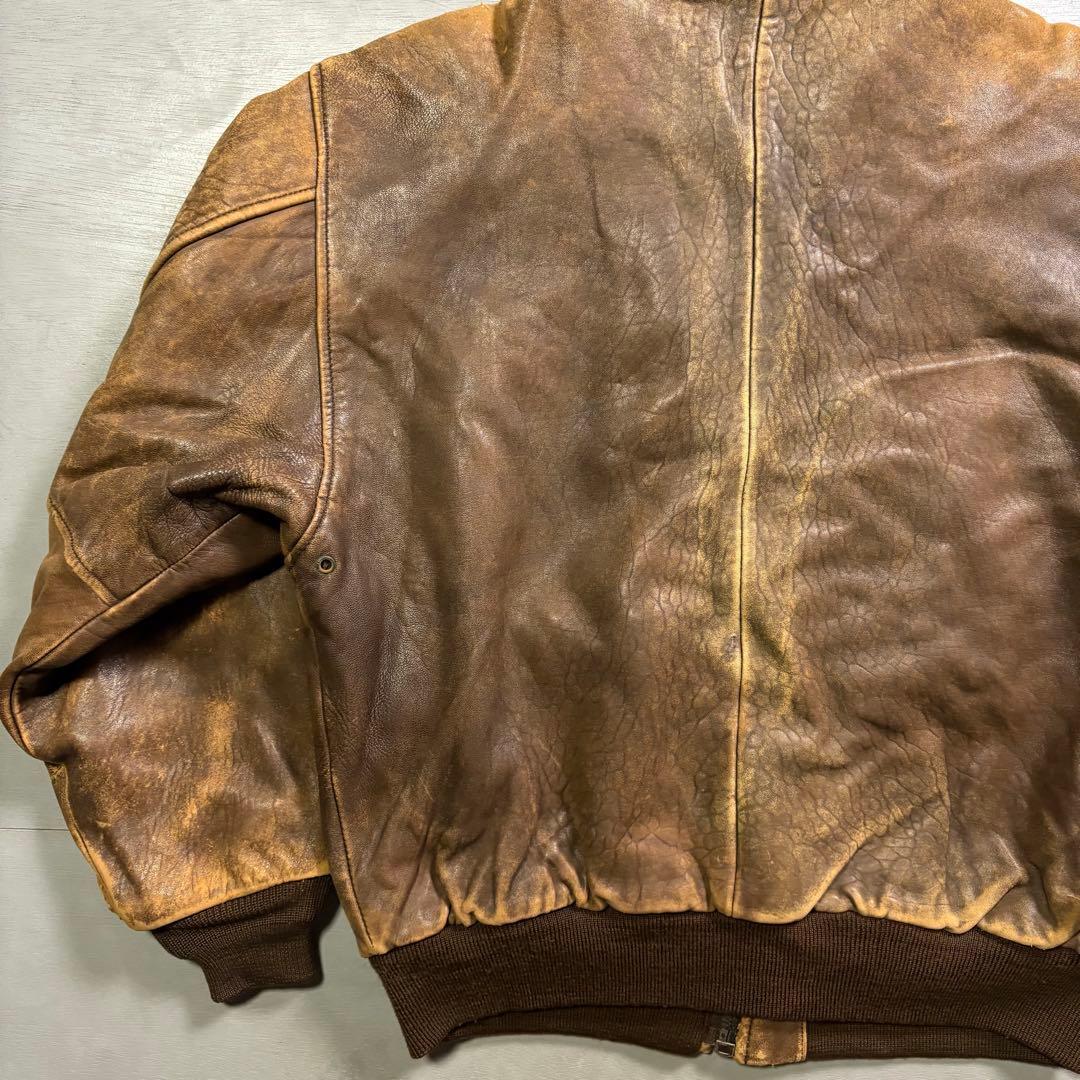 90's✨レザージャケット　A-2 羊革　ラムレザー　ショート丈　短丈　M