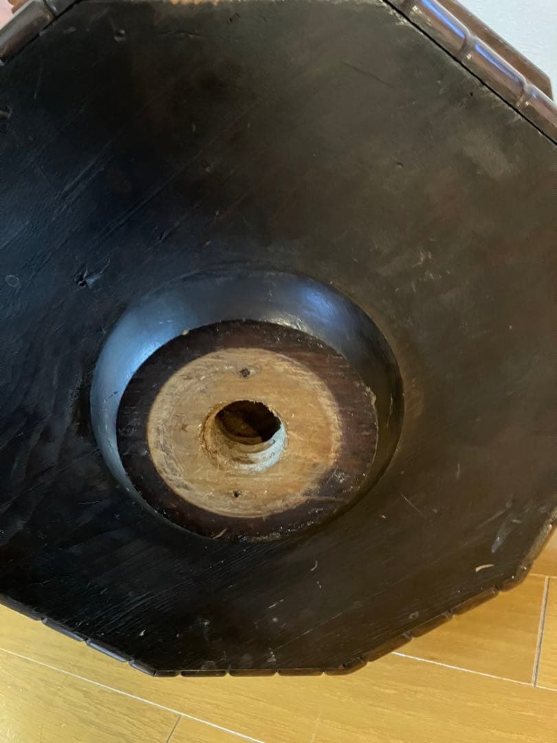 木製八角形サイドテーブル　アンティーク　イギリス