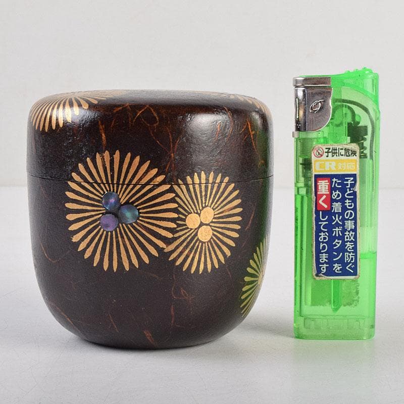 茶道具　築城筑良作　和紙張　唐松　大棗　共布共箱　M　R9264