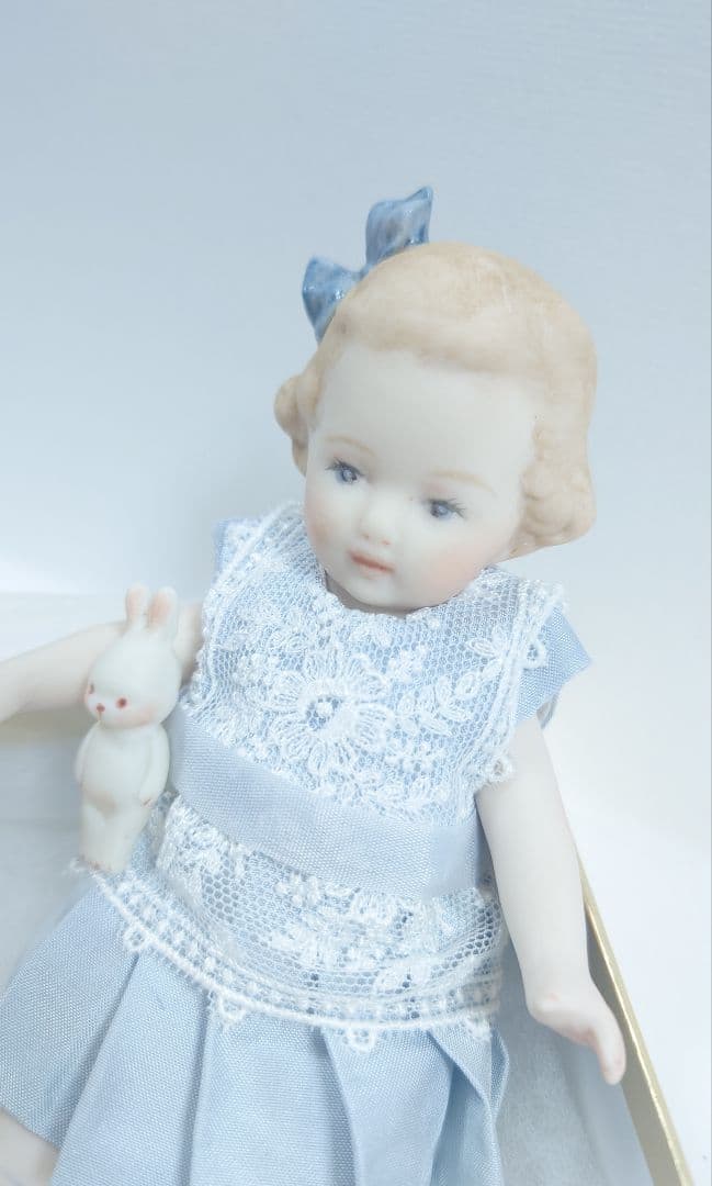 ちびくま工房　勿忘草ちゃんとちびうさビスク付　シルクワンピ