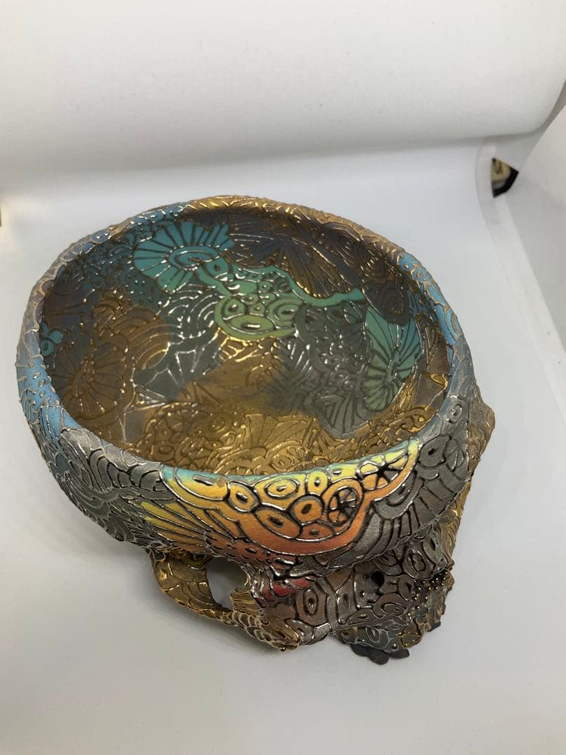 丸岡和吾×篠崎裕美子　コラボ　ドクロ　抹茶碗　プラチナ