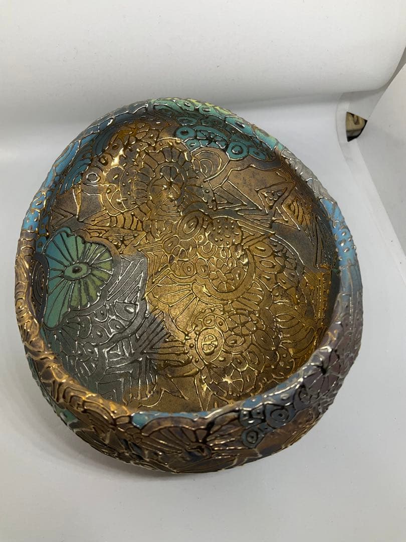 丸岡和吾×篠崎裕美子　コラボ　ドクロ　抹茶碗　プラチナ