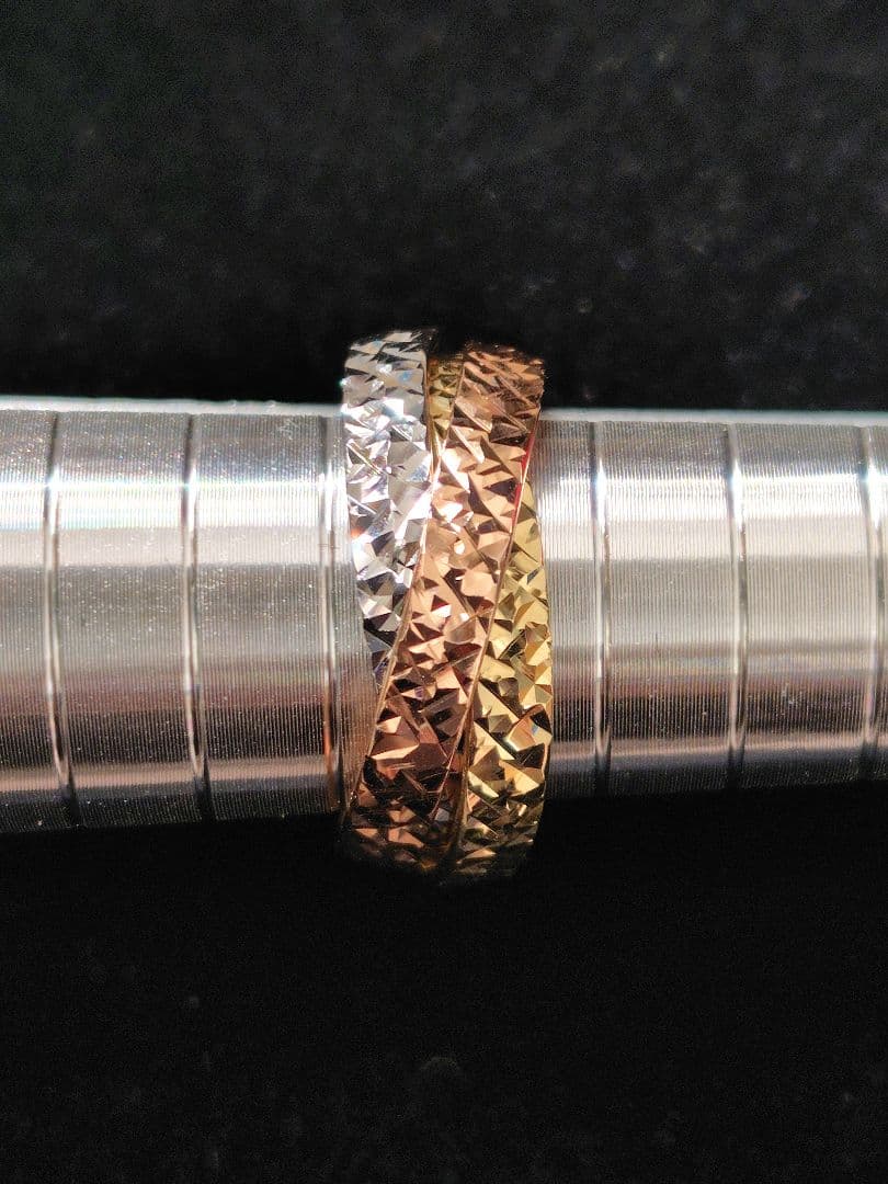 イタリア製14金スタッズカービングトリニティリング/10号　刻印あり　付属品なし