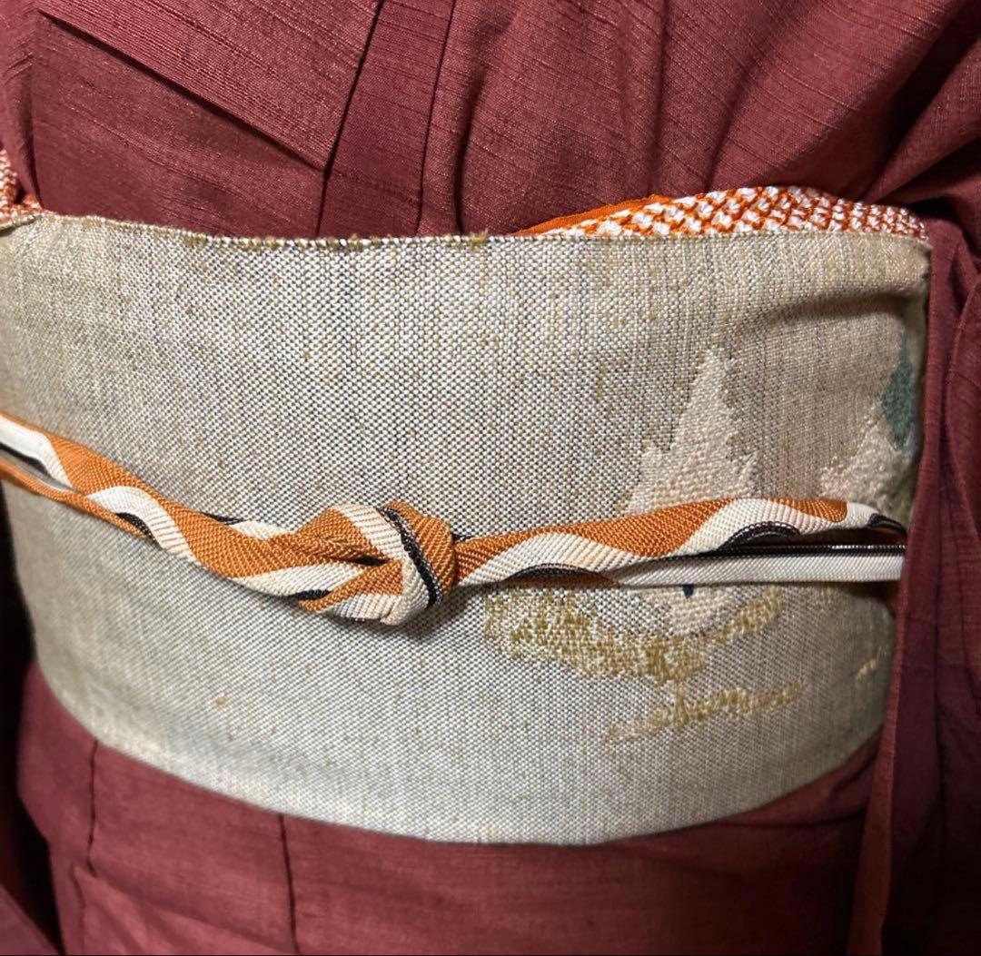 u*8様 未使用近い 美品　単衣 結城紬 小紋 80亀甲 フルセット 身丈162